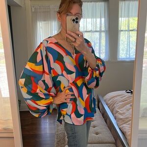 Adrienne blouse peasant style bold colors